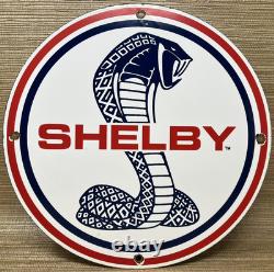 Vintage Ford Shelby Cobra Porcelain Dealership Sign Gas Station Pump Plate Oil