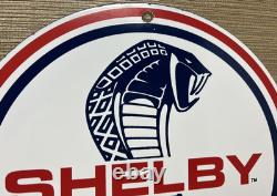 Vintage Ford Shelby Cobra Porcelain Dealership Sign Gas Station Pump Plate Oil