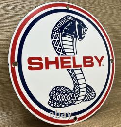 Vintage Ford Shelby Cobra Porcelain Dealership Sign Gas Station Pump Plate Oil