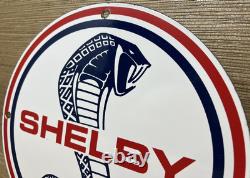 Vintage Ford Shelby Cobra Porcelain Dealership Sign Gas Station Pump Plate Oil