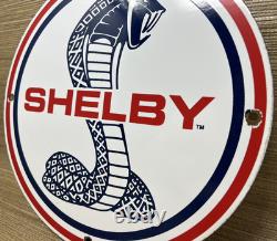 Vintage Ford Shelby Cobra Porcelain Dealership Sign Gas Station Pump Plate Oil