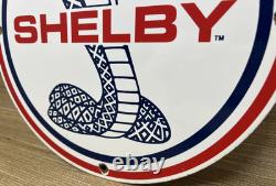 Vintage Ford Shelby Cobra Porcelain Dealership Sign Gas Station Pump Plate Oil