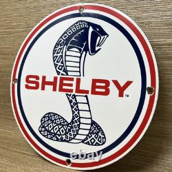Vintage Ford Shelby Cobra Porcelain Dealership Sign Gas Station Pump Plate Oil
