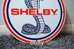 Vintage Ford Shelby Porcelain Metal Gas Oil Sign Service Station Pump Dealer Ad