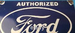 Vintage Ford Sign Authorized Service Station Gas Pump Porcelain Metal Sign
