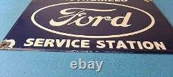 Vintage Ford Sign Authorized Service Station Gas Pump Porcelain Metal Sign
