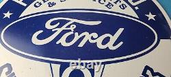 Vintage Ford Sign Porcelain Metal V8 Automobile Parts Service Gas Pump Sign
