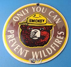 Vintage Forest Fires Porcelain Smokey Bear Service Prevention Ca Wildfires Sign