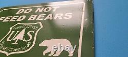 Vintage Forest Service Porcelain Do Not Feed Bears Entrance Service Park Sign