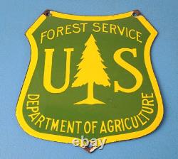 Vintage Forest Service Sign Agricultural National Park Gas Pump Porcelain Sign