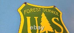 Vintage Forest Service Sign Agricultural National Park Gas Pump Porcelain Sign