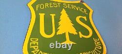 Vintage Forest Service Sign Agricultural National Park Gas Pump Porcelain Sign