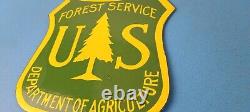 Vintage Forest Service Sign Agricultural National Park Gas Pump Porcelain Sign