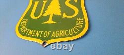 Vintage Forest Service Sign Agricultural National Park Gas Pump Porcelain Sign