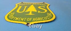 Vintage Forest Service Sign Agricultural National Park Gas Pump Porcelain Sign
