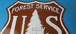 Vintage Forest Service Sign Agricultural Outdoor Camp Gas Pump Porcelain Sign
