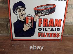 Vintage Fram Oil-air-fuel Filters Porcelain Advertising Sign 12 X 8
