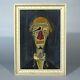 Vintage French Oil Painting After The Tête De Clown By Bernard Buffet, Signed