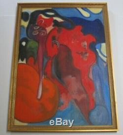 Vintage French Painting Expressionism Surrealism 1960's Paris Abstract Pop