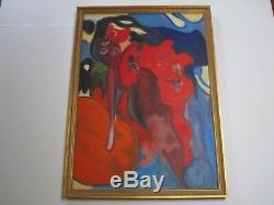 Vintage French Painting Expressionism Surrealism 1960's Paris Abstract Pop