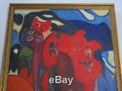 Vintage French Painting Expressionism Surrealism 1960's Paris Abstract Pop