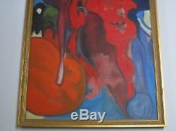 Vintage French Painting Expressionism Surrealism 1960's Paris Abstract Pop