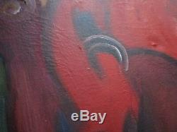 Vintage French Painting Expressionism Surrealism 1960's Paris Abstract Pop