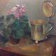 Vintage French Still Life Flower And Tankard Oil On Board Signed Lemming