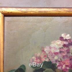 Vintage French Still Life Flower And Tankard Oil On Board Signed Lemming