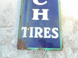 Vintage GOODRICH TIRES Porcelain GAS & OIL Vertical Advertising SIGN