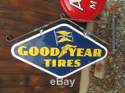 Vintage GOODYEAR TIRES Porcelain 1953 Sign Gas Oil Gasoline Very Good Condition