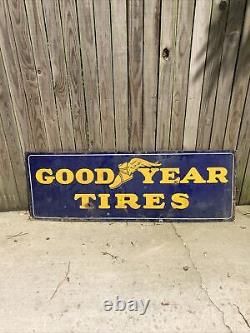 Vintage GOODYEAR TIRES Porcelain GAS OIL STATION DEALER Advertising SIGN