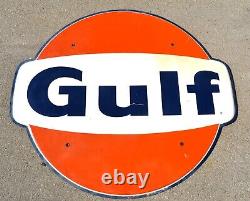 Vintage GULF Motor Oil Gas Station 1-sided Metal Advertising SIGN