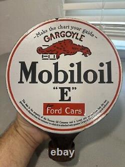 Vintage Gargoyle Mobil oil LUBSTER Paddle Porcelain Sign Ford Car Original Rare