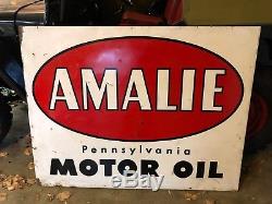 Vintage Gas & Oil Amalie Pennsylvania Motor Oil Sign 1957 Antique Authentic A-M