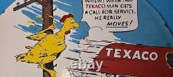 Vintage Gasoline Porcelain Sign Texaco Gas Chicken Ad Filling Station Oil Sign