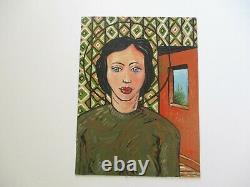 Vintage Gerald Rowles Painting Expressionist Modernist California Portrait Woman
