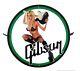 Vintage Gibson Guitars Pinup Girl Bikini Porcelain Gas Oil Garage Ad Plate Sign