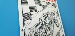 Vintage Gilmore Stadium Motorcycle Race 18 Porcelain Gasoline & Oil Pump Sign
