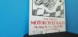 Vintage Gilmore Stadium Motorcycle Race 18 Porcelain Gasoline & Oil Pump Sign