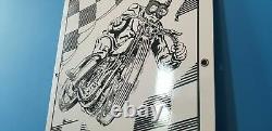 Vintage Gilmore Stadium Motorcycle Race 18 Porcelain Gasoline & Oil Pump Sign