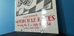 Vintage Gilmore Stadium Motorcycle Race 18 Porcelain Gasoline & Oil Pump Sign