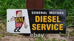 Vintage Gm General Motors Porcelain Sign Rare Gas Oil Service Station Pump Ad