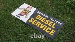 Vintage Gm General Motors Porcelain Sign Rare Gas Oil Service Station Pump Ad
