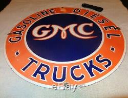 Vintage Gmc Diesel Trucks 30 Porcelain Metal General Motors Gasoline & Oil Sign