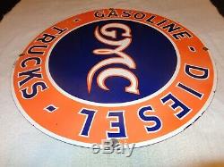 Vintage Gmc Diesel Trucks 30 Porcelain Metal General Motors Gasoline & Oil Sign