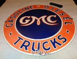 Vintage Gmc Diesel Trucks 30 Porcelain Metal General Motors Gasoline & Oil Sign