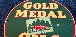 Vintage Gold Medal Oils Porcelain Gasoline Service Station Pump Plate Sign