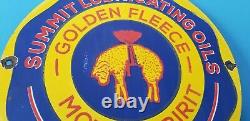 Vintage Golden Fleece Motor Oils Porcelain Gas Service Station Pump Plate Sign