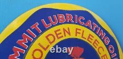 Vintage Golden Fleece Motor Oils Porcelain Gas Service Station Pump Plate Sign